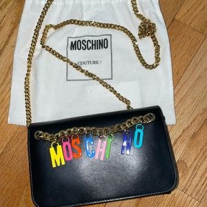 mini Moschino Couture colorful logo chain strap crossbody